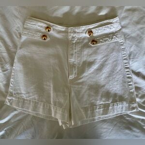 Zara High-waisted shorts with gold button accents. Never worn. Size 6